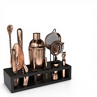 Ensemble de shaker à cocktail Highball Chaser 13 pièces, en acier inoxydable durable, couleur cuivre antique, kit de barman, capacité de 750 ml |