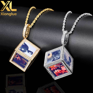 Hip Hop Personalize Pictures Gold Plated Jewelry Custom Memory <b>Cube</b> <b>Photo</b> Pendant for Necklace - Product Image 3