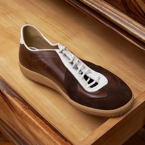 Niche Retro Casual German Training Shoes Full-Grain Leather Color-<b>Block</b> Lace-Up Summer Sports Sneakers Square Toe Anti-Slip - Product Image 4