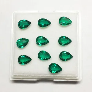 Lab grown hydrothermal emerald carat price pear shape green emerald stone