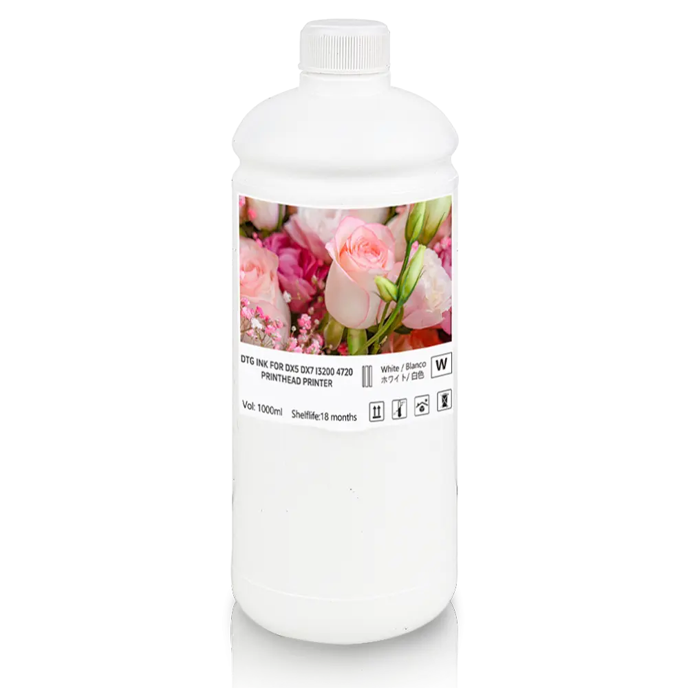 Winnerjet Whosale Price Textile Printing Pigment DTG Ink White for Epson i3200 XP600 DX5 DX7 5113 Printhead