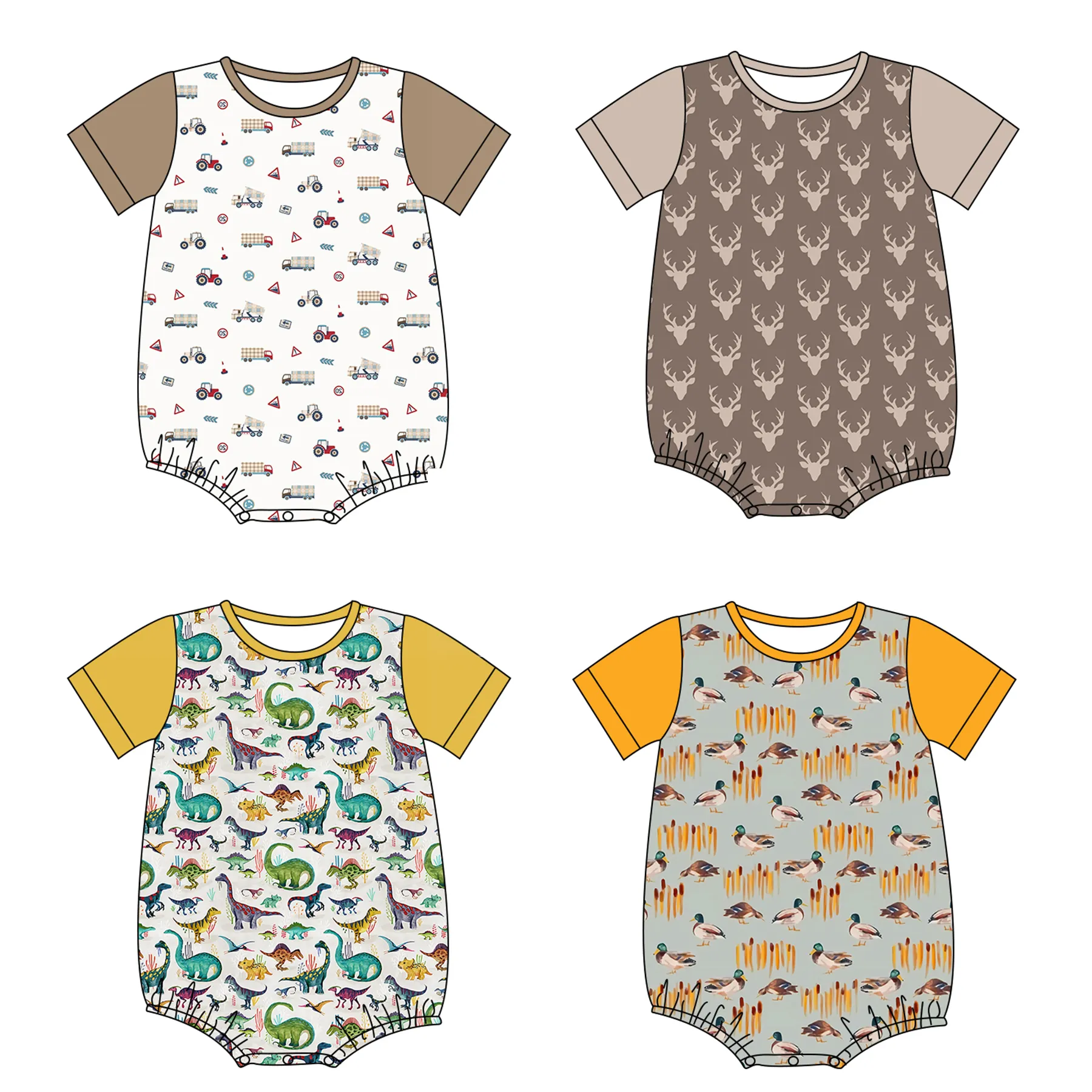 Wholesale KIDS Custom Print Bamboo Viscose Shorts Sleeve Sets Organic Bamboo Baby Little Sleepers Kids Bamboo Baby Sets Clothes