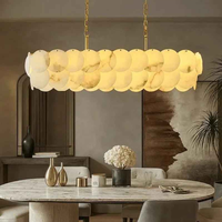 Lustre en pierre d'onyx naturelle, disque rond, chaîne dorée, pour hôtel, restaurant, boutique, salle de réunion, salle à manger