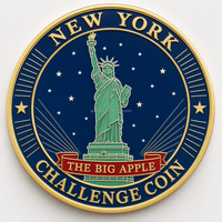 Moneda de Metal Esmaltada 2D Personalizada de Fábrica SEDEX, Moneda Conmemorativa de la Estatua de la Libertad de Nueva York, Regalo al por Mayor