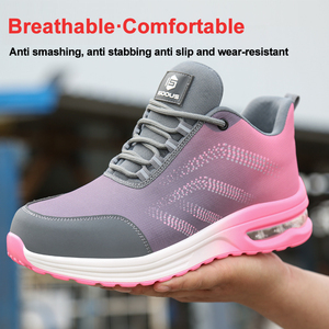 Nouvelles chaussures de sécurité pour femmes, roses, légères, à embout d'acier, anti-écrasement, anti-perforation, imperméables, antidérapantes, pour la construction, l'usine, le travail - Product Image 2