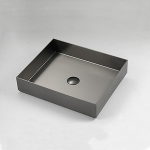 Lavabo de salle de bain rectangulaire à <span class=keywords><strong>poser</strong></span> en acier inoxydable SUS 304, lavabo de salle de bain, robinetterie de lavabo - Product Image 2