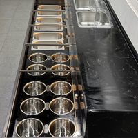 Table console à condiments pour fondue à double température KLEADONE en acier inoxydable et marbre personnalisé avec contrôle numérique de la température