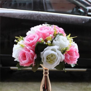Rosa Artificial de seda <span class=keywords><strong>para</strong></span> decoración de coche, Bola de flores de carretera <span class=keywords><strong>para</strong></span> boda, escaleras, suministros de boda, accesorios, venta al por mayor de fábrica - Product Image 5