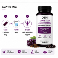 Gélules antioxydantes OEM aux pépins de raisin et au resvératrol 300mg Pépins de raisin (95% OPC) + 150mg Resvératrol + CoQ10