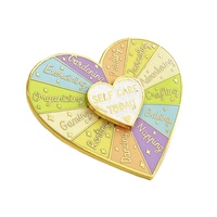Vente chaude nouveau badge forme de coeur filature paillettes pointeur rotatif or planté dur émail alliage broche en gros épinglette