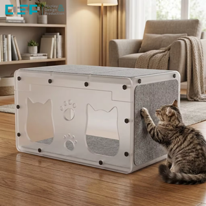 DSP Vietnam Factory Custom Modern DIY Assembly Acrylic Pet Crate <b>Cat</b> Cage Built-in <b>Cat</b> Scratcher Pet House - Product Image 4