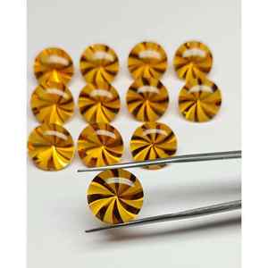 Nueva llegada: Gema sintética de citrino dorado hidrotermal de alta calidad, 12x12 mm, talla brillante, con juego de color, tercera categoría. - Product Image 2