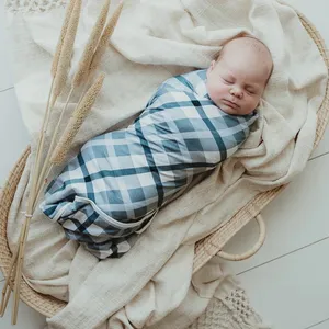 도매 아기 포대기 담요 키프로스 격자 무늬 포대기 0-12 신생아 개월 소녀 소년을위한 아기 침낭