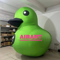 Mascotte gonflable de canard de vente chaude idéale pour les articles de décoration d'événement, canard gonflable vert énorme