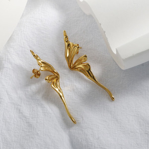 NUOVI ORECCHINI LUNGI A FARFALLA VINTAGE 2025 Dazan Nuovi Orecchini Trendy Placcati Oro 18k in Acciaio Inossidabile Gioielli per Accessori Cinematografici - Product Image 5