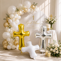 Ballon en Mylar en forme de croix religieuse or, argent, blanc, pour Pâques, baptême, communion, décoration de fête religieuse – Fournisseur d'usine