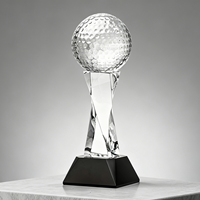 Trofeo de Golf de Cristal Noble con Diseño Artístico Entrelazado, Base Sólida Negra Pulida, Texto Personalizado, Recuerdo de Honor para Liga de Golf