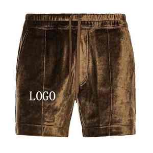 2025 Shorts en velours de luxe pour hommes personnalisés vêtements de sport de haute qualité en polaire de velours solide personnalisable - Product Image 6