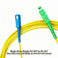 Simplex SC/APC to SC/UPC Single Mode 3.0mm 9/125 G652D Yellow PVC Fiber Patch Cord 1260-1650nm FTTH Network