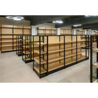 Étagères de supermarché en bois en acier Étagères de rangement en bois Étagères de supermarché de gondole