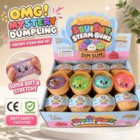 Jouet Squishy en forme de Dim Sum (boulette vapeur) mignon, en TPR, avec paillettes, anti-stress, jouet à presser pour enfants, cadeau anti-anxiété
