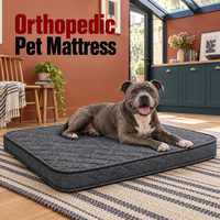 Matelas orthopédique pour chien avec housse extérieure amovible et surface matelassée, options de tissu OEM pour les marques et les distributeurs d'articles pour animaux de compagnie