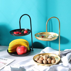 Bandeja de frutas de doble capa Master Gu, color oro cobre, moderna y lujosa, para servir bocadillos en el hogar, la sala de estar o el escritorio. - Product Image 2