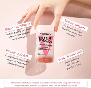 Fabbrica del marchio privato all'ingrosso naturale fragola sapore integratore di salute unghie per capelli supporto della pelle biotina Gummies - Product Image 3