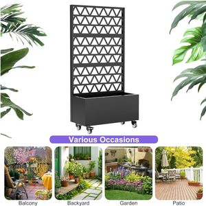Jardinière en métal noir personnalisable <span class=keywords><strong>avec</strong></span> <span class=keywords><strong>treillis</strong></span>, bac à jardin surélevé, écran d'intimité pour plantes grimpantes, légumes, vignes - Product Image 2