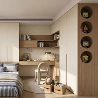 Armoire intégrée minimaliste pour chambre d'enfant, bureau et table d'étude, combinaison de meubles sur mesure pour chambre d'enfant
