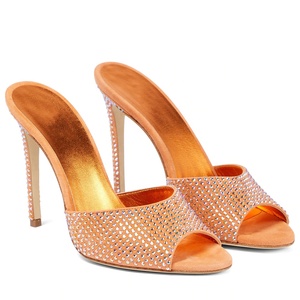 Tendenza della moda di alta qualità Sexy lucido strass donne di lusso <span class=keywords><strong>tacchi</strong></span> da festa indossare <span class=keywords><strong>tacchi</strong></span> <span class=keywords><strong>alti</strong></span> Slip On Round Open Toe <span class=keywords><strong>tacchi</strong></span> a spillo muli - Product Image 6