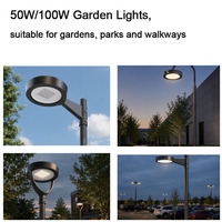 Lampadaire LED d'extérieur IP65 pour jardin, luminaire paysager, lampadaire à poteau, 50W 100W, aluminium, rond, éclairage de cour LED