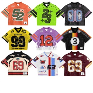 T-shirt de sport unisexe ample à col en V, style vintage rayé, personnalisé, pour le commerce transfrontalier, collection 2026, inspiré des designs européens et américains, pour fans. - Product Image 1