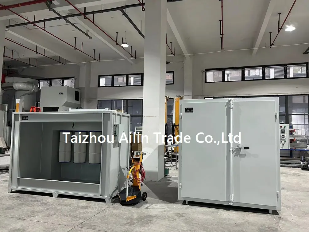 Ailin Manual Powder Coating Booth With Powder Coating Machine And Powder Curing Oven/
