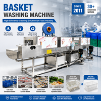 Tunneltype plastic kratwas- en sterilisatiemachine, koudeketencirculatie kratreiniger met hogedruksproeisysteem