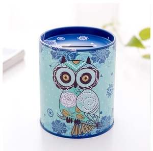 卸売ブリキ製デザイン漫画貯金箱、子供用フクロウ型円筒形カスタムロゴ入り小型デジタルコインジャー - Product Image 5