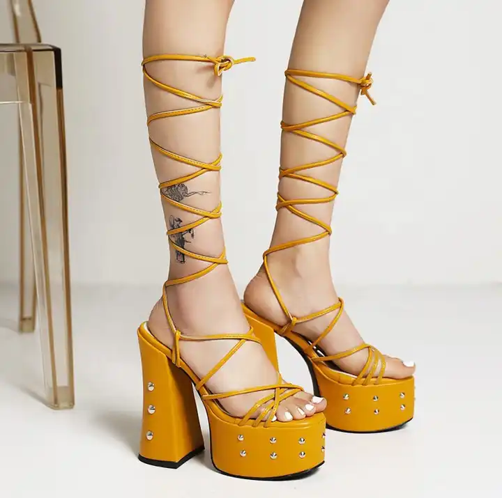 Womens Platform Buckle High Heels Pumps Lace Up Ankle Boots Shoes Plus Size  4-13 | eBay