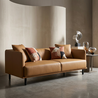 Canapé de bureau sectionnel moderne en cuir véritable en forme de L, canapé d'angle minimaliste avec chaise longue pour hall d'entrée ou salon