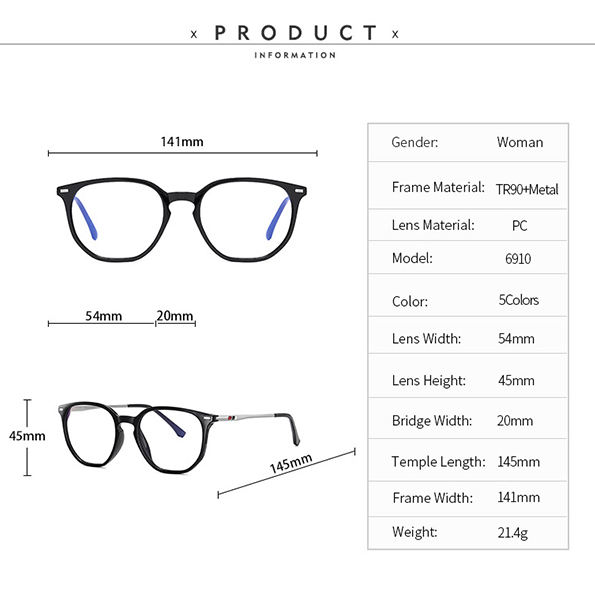 Unixe Eyeglasses Frame Tr90+metal, Fashion Function