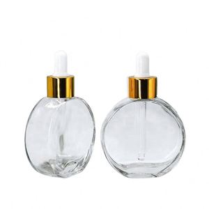 Unique Flat Oil Containers 50ml 60ml Clear Rectangle Empty Glass Essential Oil Skin Care Serum Inner Plug Dropper Bottles Screen - Product Image 4