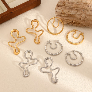 Geometric Stainless Steel <b>Stud</b> Earrings 18k Gold Plated <b>Titanium</b> Steel Fashion Jewelry For Women - Product Image 1