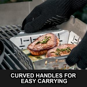 מחורר 3 חתיכות כיכר עגול מנגל Veggie גריל סל ווק צלייה סלי סט נירוסטה ירקות גריל ווק צילינדר - Product Image 3