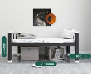 Dormitorio Escuela Estudiantes Adultos Cama Diseños Hierro Metal Blanco y Negro Cama Individual - Product Image 2