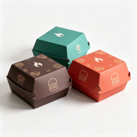 Boîte à hamburger en carton ondulé F Flute, super épais, pour contact alimentaire, impression personnalisée, jetable