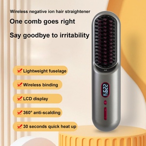 Brosse à cheveux sans fil portable populaire, peigne chauffant rechargeable par USB 2 en 1, peigne à cheveux sans fil à ions négatifs - Product Image 2