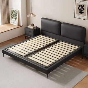 Italian Minimalist Genuine Leather Bedroom <b>Bed</b> King Size 1.8 Meters Large Size Function Storage Double <b>Soft</b> <b>Bed</b> Daheiniu <b>Frame</b> D - Product Image 2