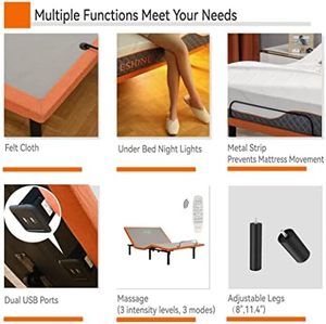 Thêm Lớn Có Thể Điều Chỉnh 350Kg Kim Loại Khung Giường Cơ Sở Điện Không Dây Điều Khiển Từ Xa Giường Chân Và Đầu Nghiêng Giường - Product Image 4