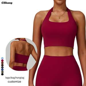 High-Strength Sports Bra for Women Running Shockproof Beauty Halter Neck Yoga Bra Soft Material Sports Underwear Gym Bras