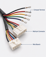 Câble de raccordement personnalisé OEM pour lave-vaisselle, connecteurs, vanne d'admission/décharge, électroménager, PVC IP67 300V