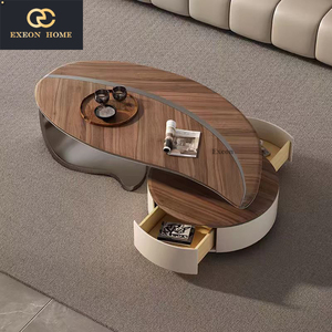 Italiaanse Luxe Huis Design Massief Houten Theetafel Moderne Gevormde High-End Combinatie Voor Woonkamer Beweegbare Functie - Product Image 5